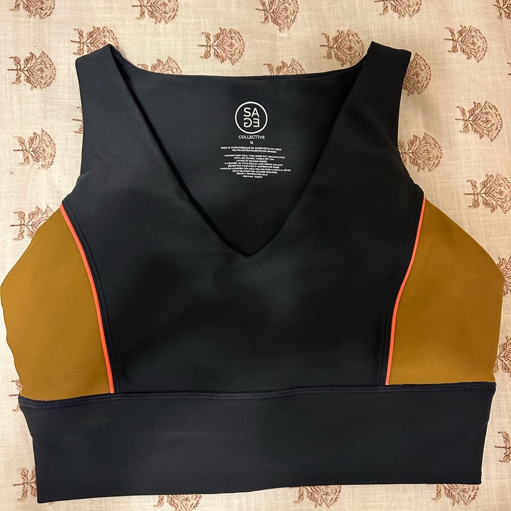 Cascade Collective Black and Brown Sports Bra